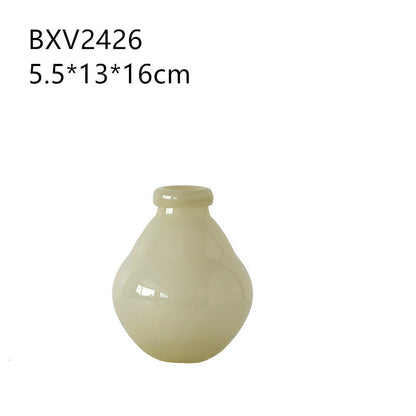 White Milky Glass Mini Bud Vase Set 3 Shapes - Image 8