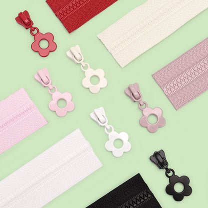 3 # Flower Pull Tab Zipper Slider (Resin Zipper) - Light pink