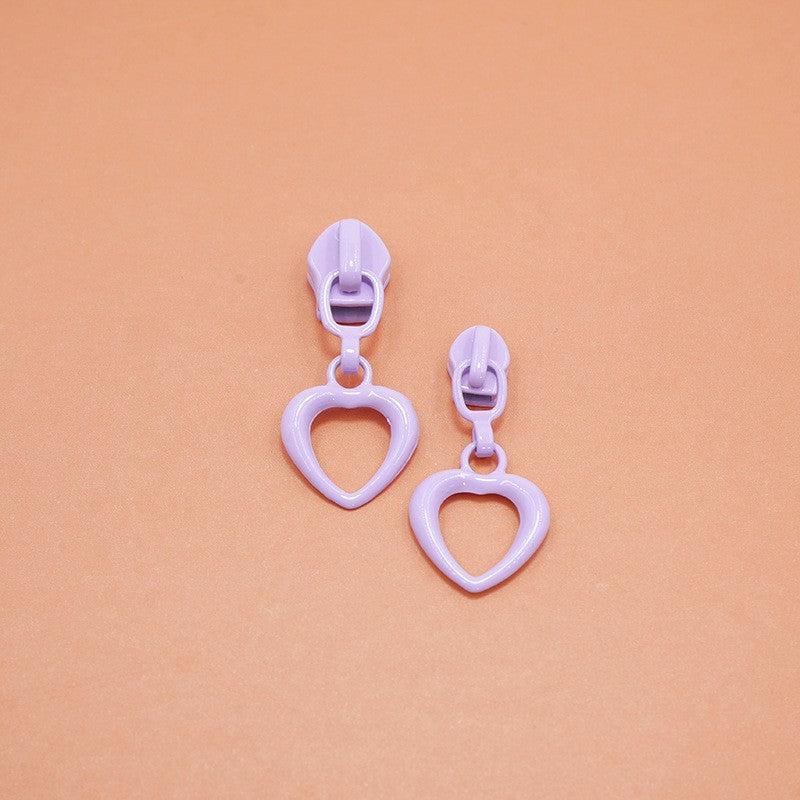 3# Hollow Heart Nylon Zipper Slider - Green