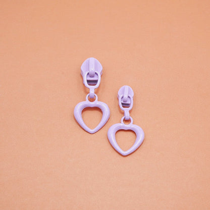 3# Hollow Heart Nylon Zipper Slider - Green
