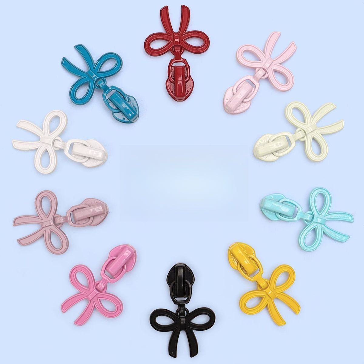5# Bow Knot Zipper Pull (Lockable Slider) - Bow White