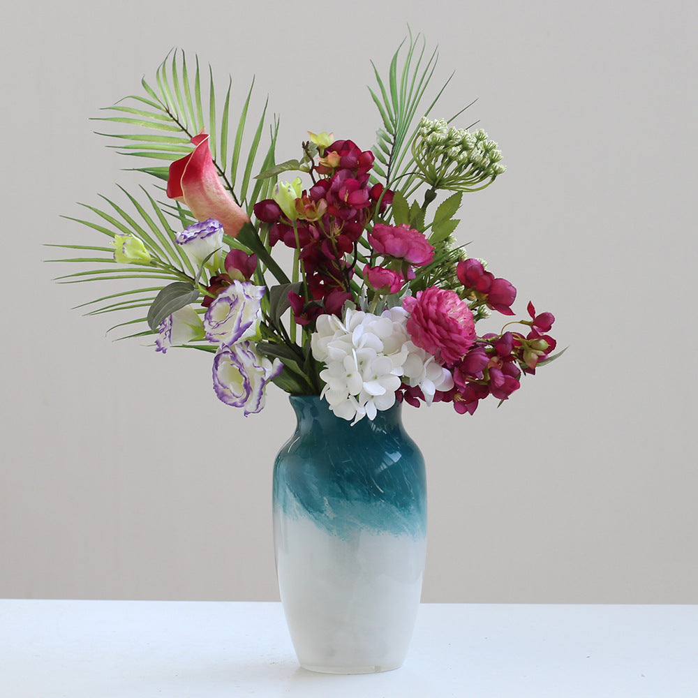 Teal White Gradient Glass Vase Round and Tall Styles - Image 3