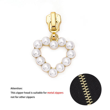 5# Pearl Heart Zipper Pull (Lockable Slider)