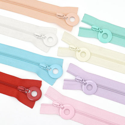 3# Round Ring Pull Zipper (Nylon Slider) - 103#Milky yellow