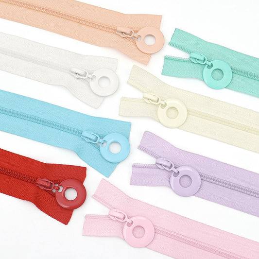 3# Round Ring Pull Zipper (Nylon Slider) - 103#Milky yellow