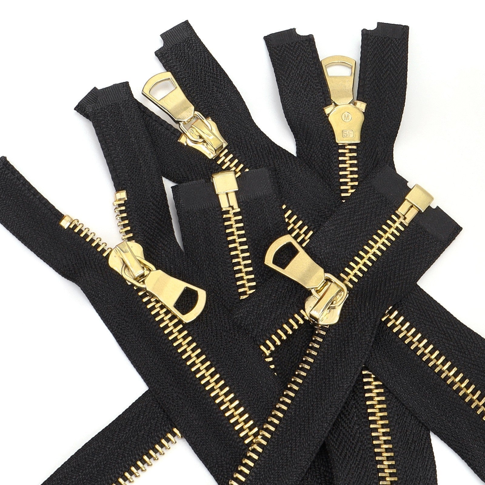 Black Open End Metal Zipper Gold Teeth For Jacket Coat - Black