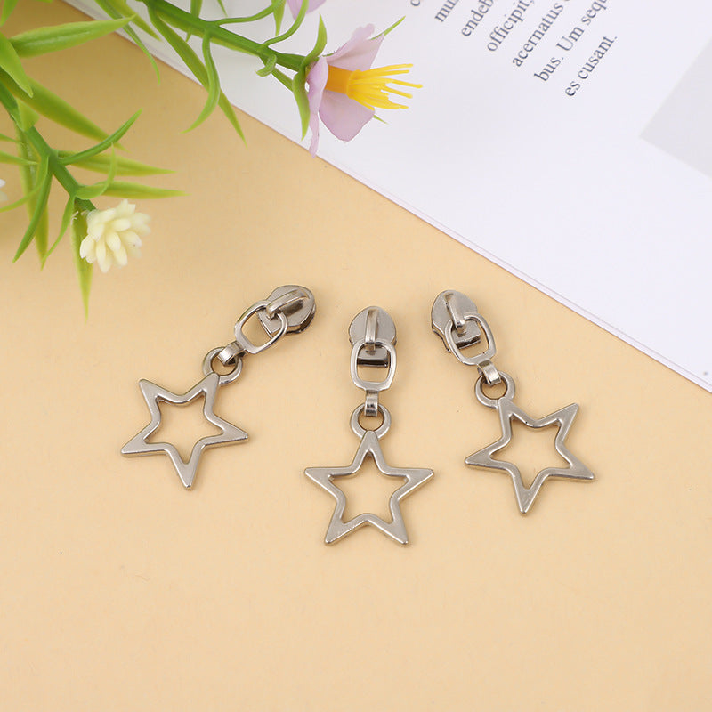 5# Open Star Outline Charm Zipper