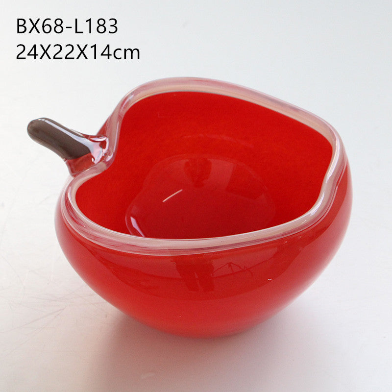Red blue Opaque Glass Fruit Bowl and Plate Set - Image 7