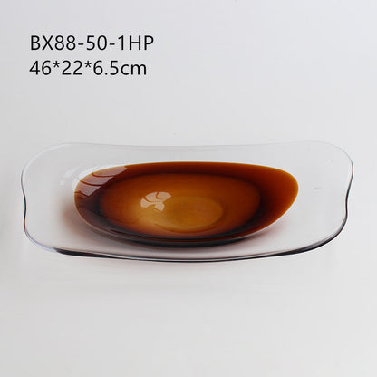 Smoked Glass Irregular Shaped Serving Plate Fruit plate - Image 7