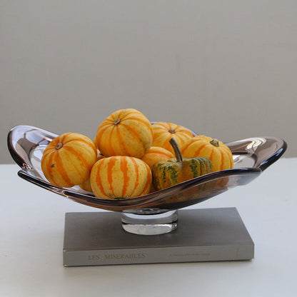 Smoked Gray Glass Wavy Footed Fruit Bowl - Image 3