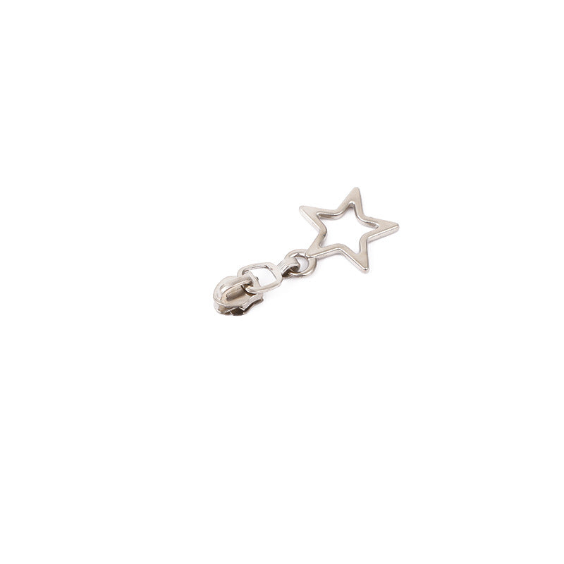 5# Open Star Outline Charm Zipper - Silver Open Star