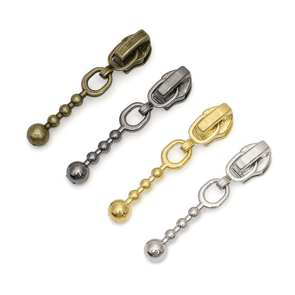 3# Beaded Ball Chain Zipper Pull - Beaded Ball Gray