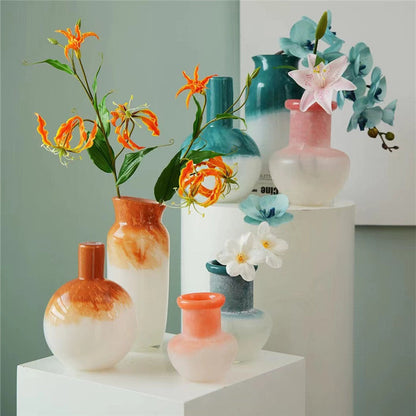 Two Tone Gradient Art Glass Vase Multiple Styles - Image 1