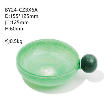 Creative glass fruit bowl with marble spherical handles - Image 7