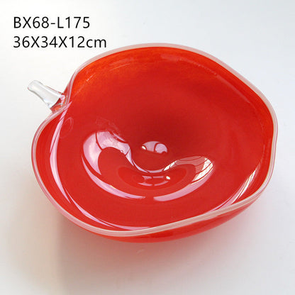 Red blue Opaque Glass Fruit Bowl and Plate Set - Image 6