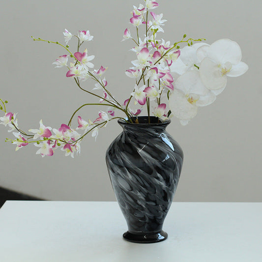 Black and white vortex glass classic vase - Image 1