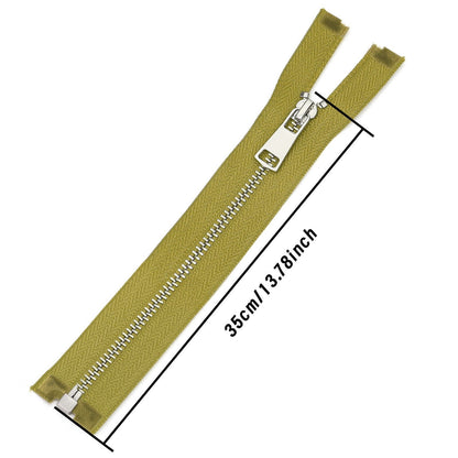 Olive Green Metal Zipper Silver Teeth Closed End Sewing