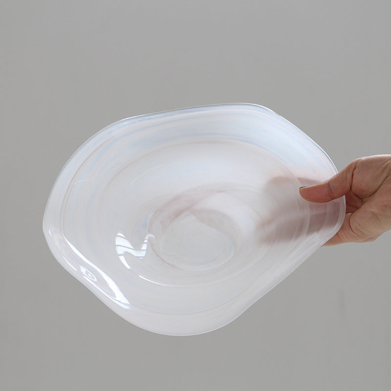 White Opaque Glass Ruffle Vase and Dish Set - Image 4