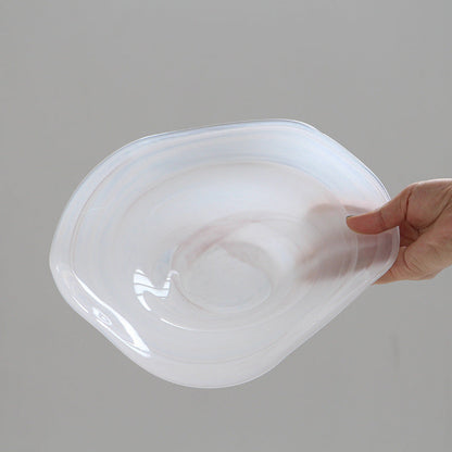 White Opaque Glass Ruffle Vase and Dish Set - Image 4