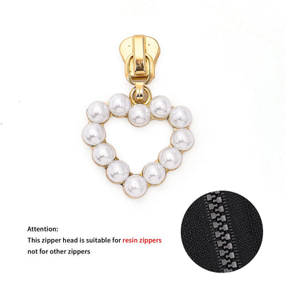 5# Pearl Heart Zipper Pull (Lockable Slider)