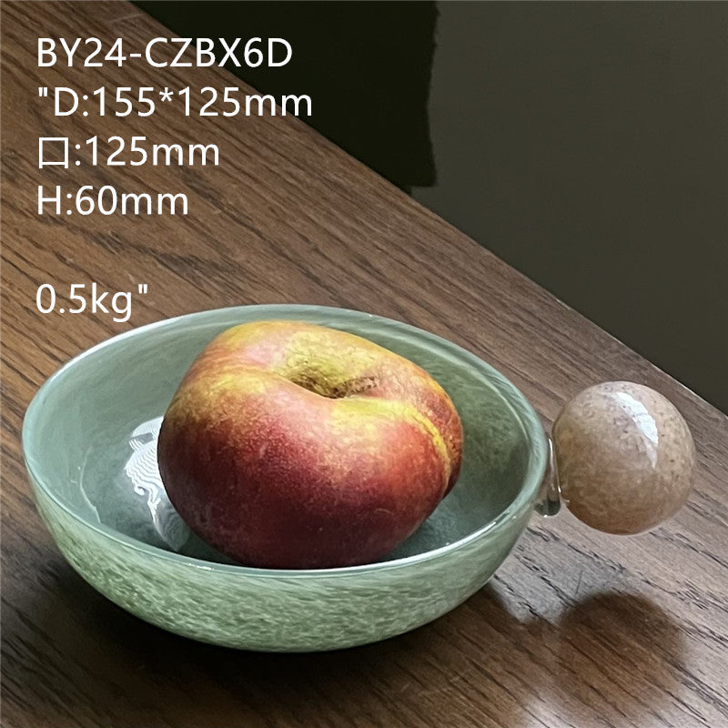 Creative glass fruit bowl with marble spherical handles - Image 9