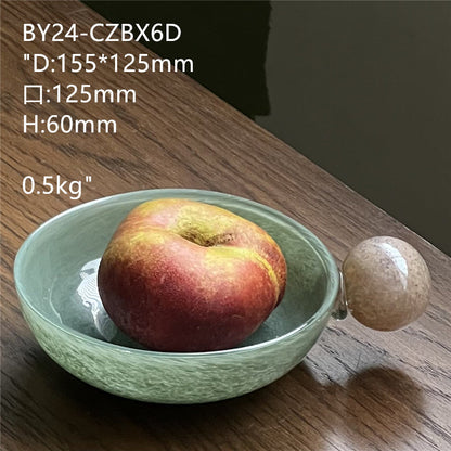 Creative glass fruit bowl with marble spherical handles - Image 9