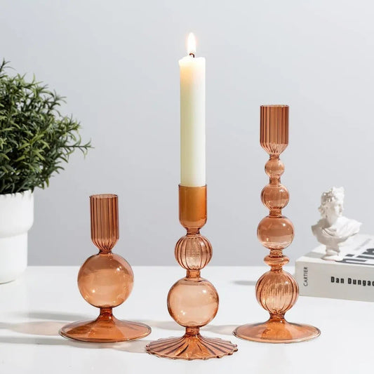 3Pcs/set Glass Candle Holder For Home Decor - Image 1