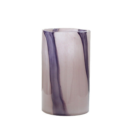 Purple Stripe Art Glass Cylinder Vase 3 Sizes - Image 5