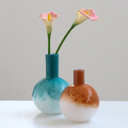 Teal White Gradient Glass Vase Round and Tall Styles - Image 4