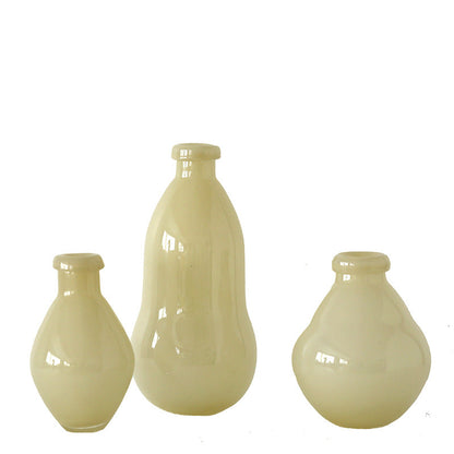 White Milky Glass Mini Bud Vase Set 3 Shapes - Image 5