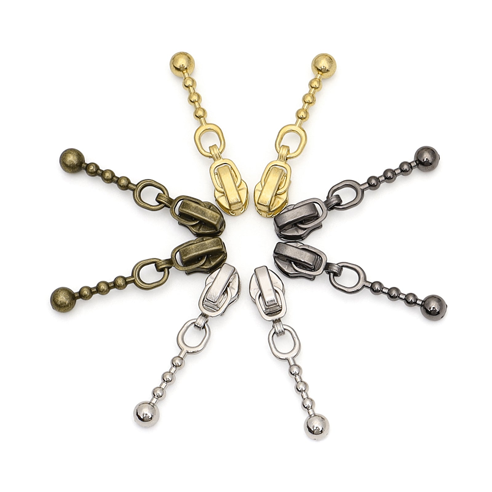 3# Beaded Ball Chain Zipper Pull - Beaded Ball Silver