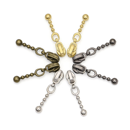 3# Beaded Ball Chain Zipper Pull - Beaded Ball Silver