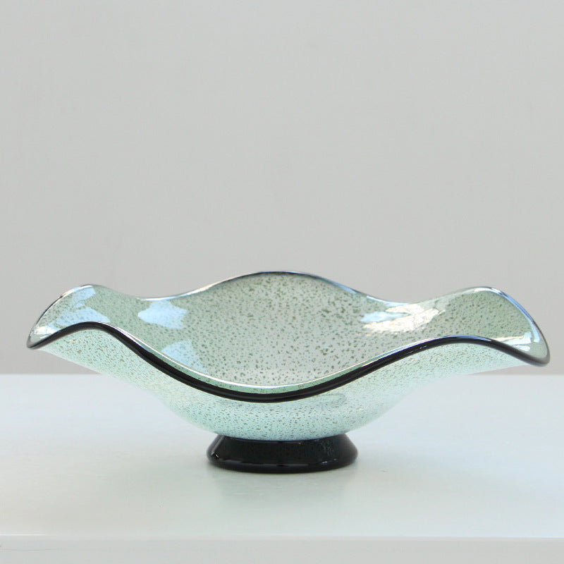 Gold Speckle Glass Footed Fruit plate Wavy Edge - Image 3