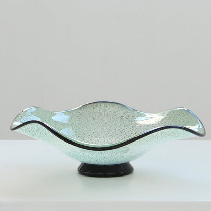 Gold Speckle Glass Footed Fruit plate Wavy Edge - Image 3