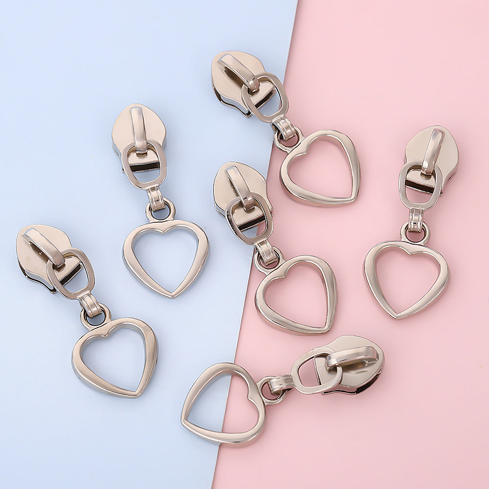 #5 Hollow Heart Zipper Pull - 5#