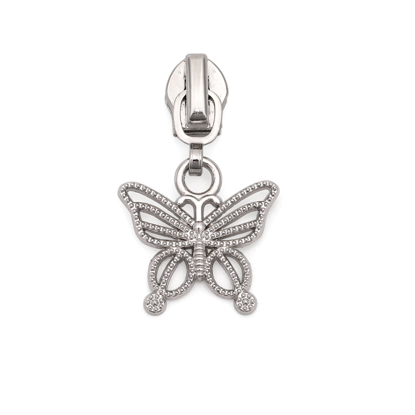 5# Hollow Charm Zipper Pull – Butterfly & Flower