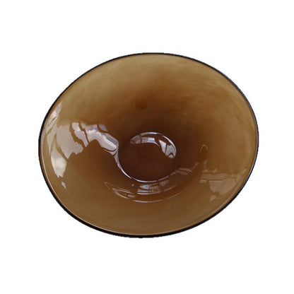 Round Flat Glass Serving Plate with Dark Rim Fruit plate - Image 5