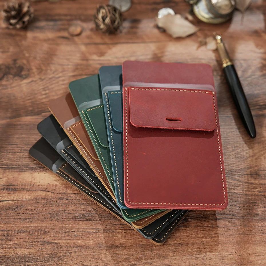Crazy Horse Leather Clip-On Pocket Pen Holder