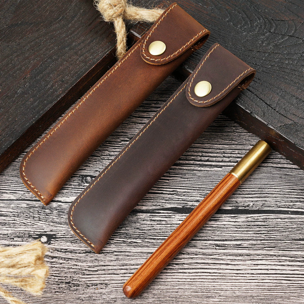 Crazy Horse Leather Slim Pen Sleeve Protective Case