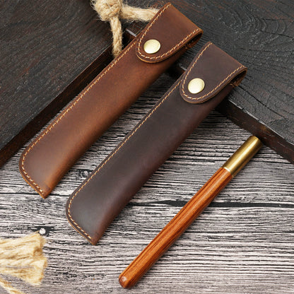 Crazy Horse Leather Slim Pen Sleeve Protective Case