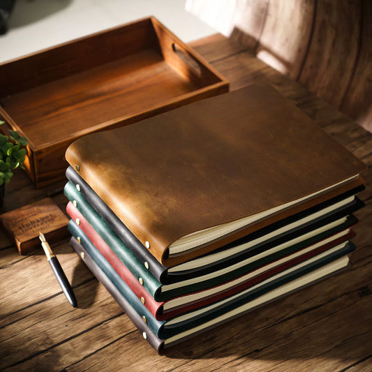 Crazy Horse Leather A4 Landscape Refillable Journal