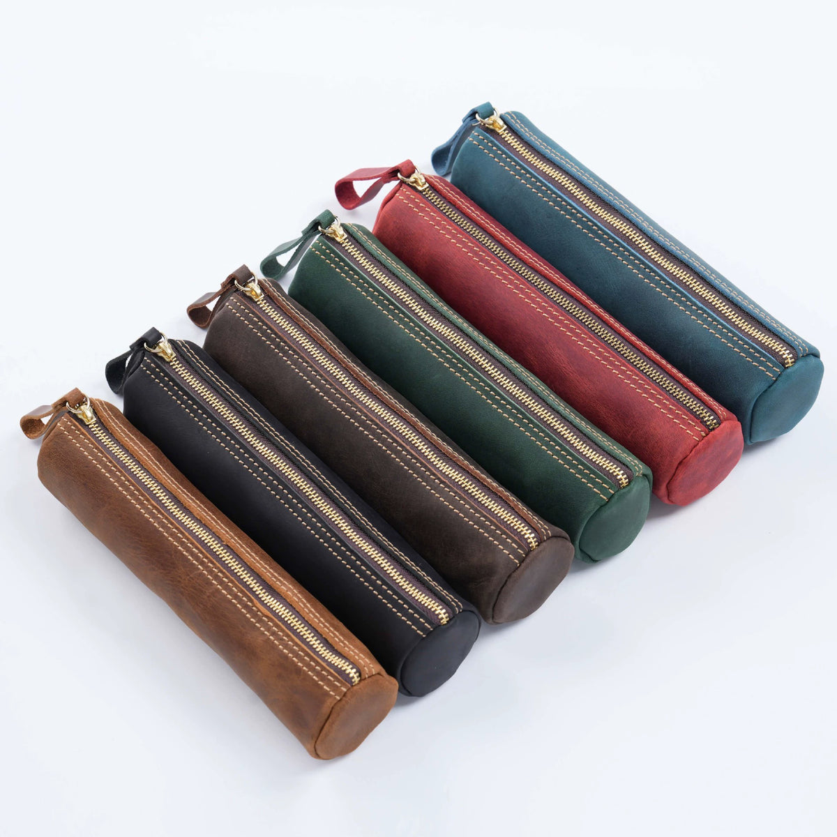 Crazy Horse Leather Zip Pen and Coin Pouch