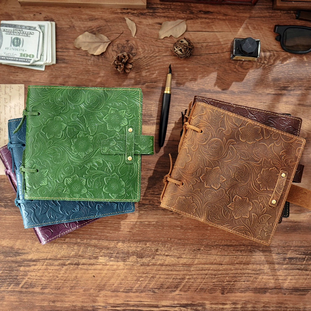 Crazy Horse Leather Embossed Cord-Tied Sketch Journal