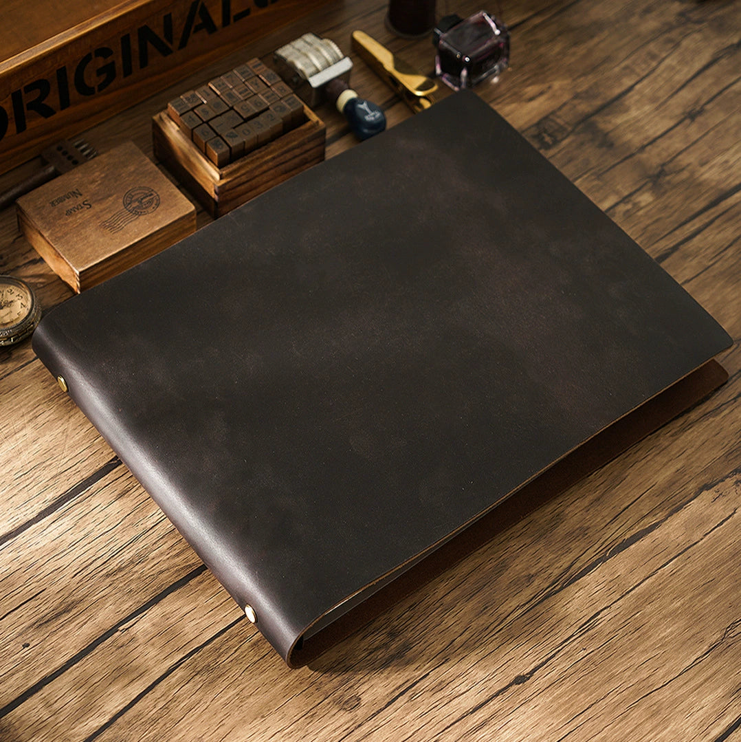 Crazy Horse Leather A4 Landscape Refillable Journal