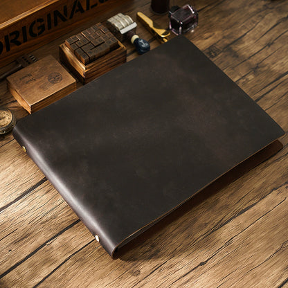 Crazy Horse Leather A4 Landscape Refillable Journal