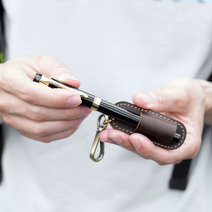 Crazy Horse Leather Portable Pen Sleeve