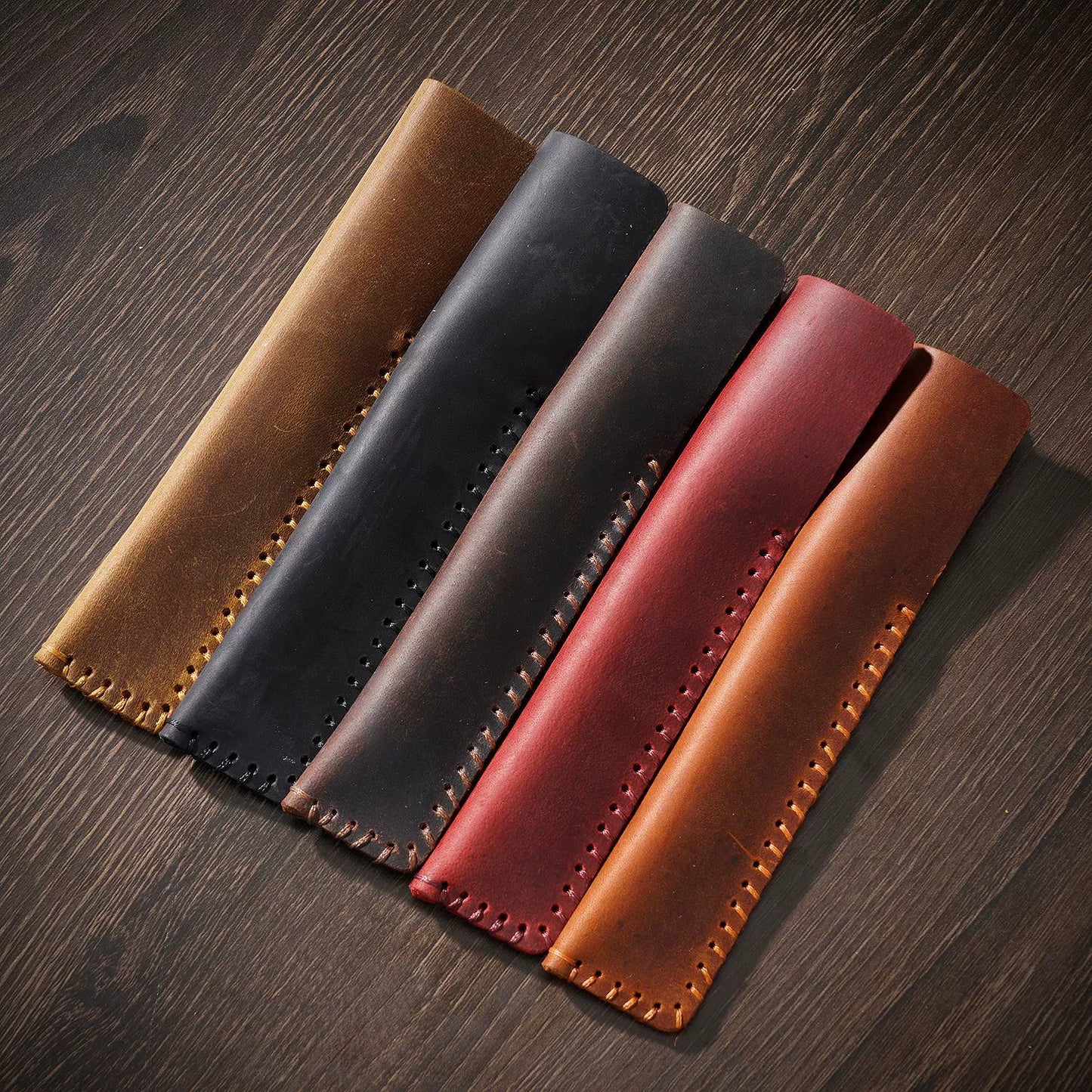 Crazy Horse Leather Handmade Pen Sleeve Case