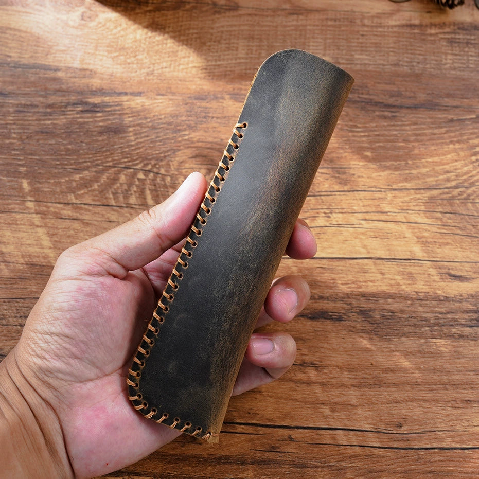 Crazy Horse Leather Knife-Style Pen Sheath