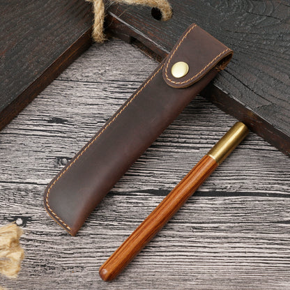 Crazy Horse Leather Slim Pen Sleeve Protective Case