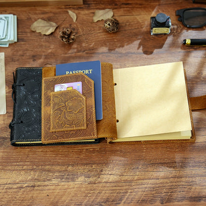 Crazy Horse Leather Embossed Cord-Tied Sketch Journal